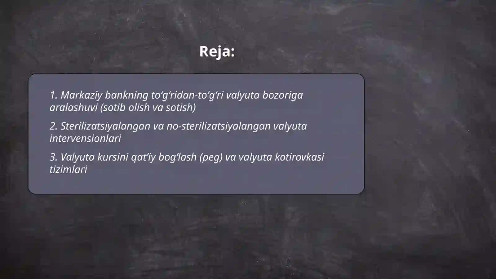 Davlat valyuta kursini boshqarish uchun foydalanadigan usullar 2