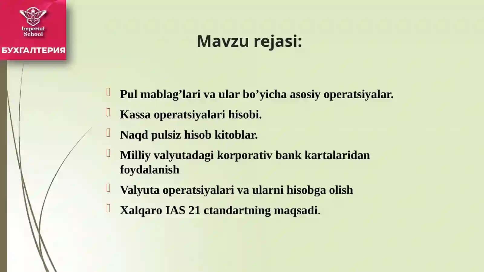 Pul Mablag’lari va Hisob-Kitoblar Hisobi 2