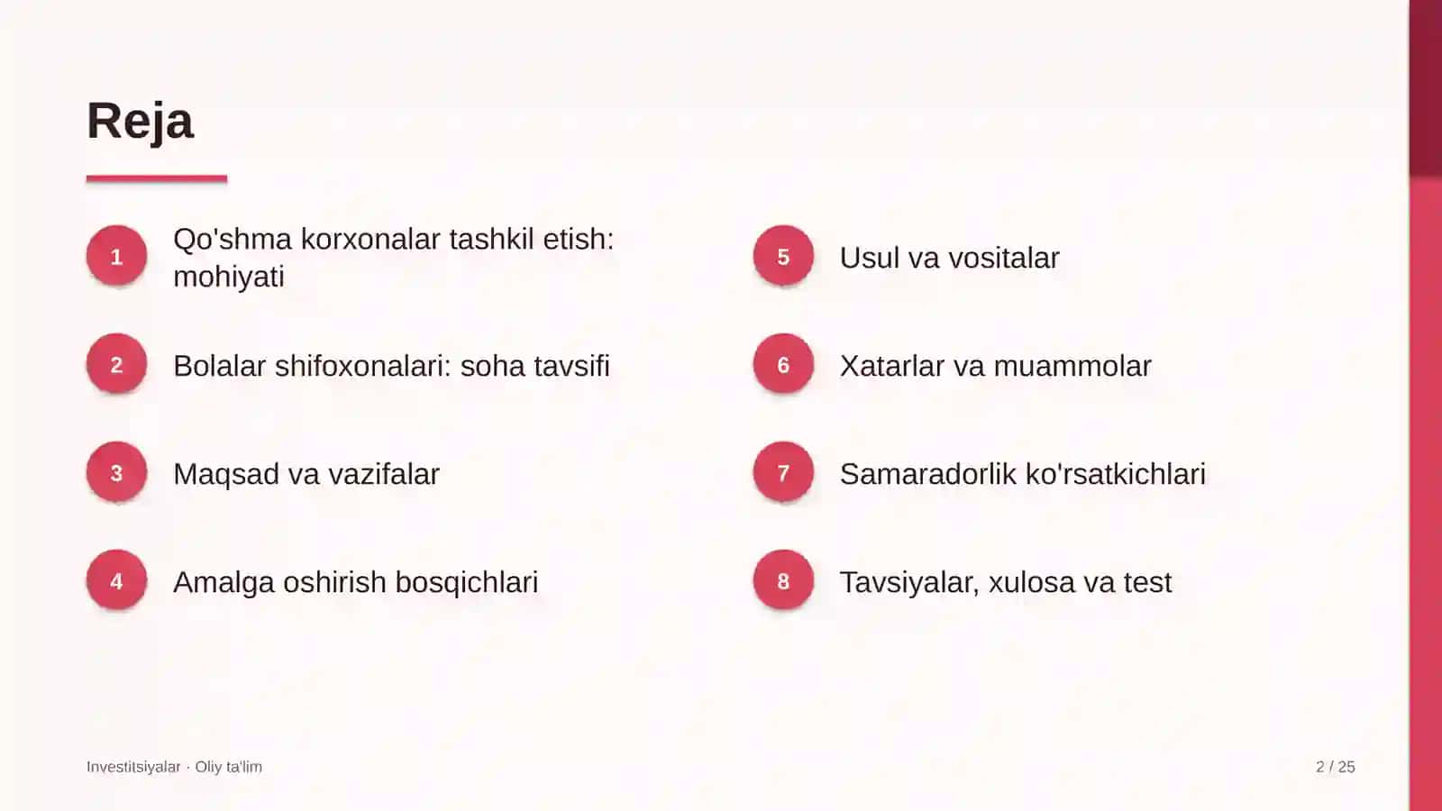 Bolalar shifoxonalarida qo'shma korxonalar tashkil etish 2