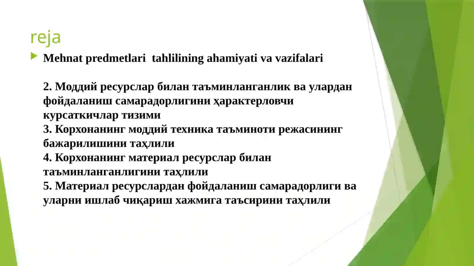 Moddiy resurslar bilan ta'minlanishi va ulardan foydalanish tahlili 2