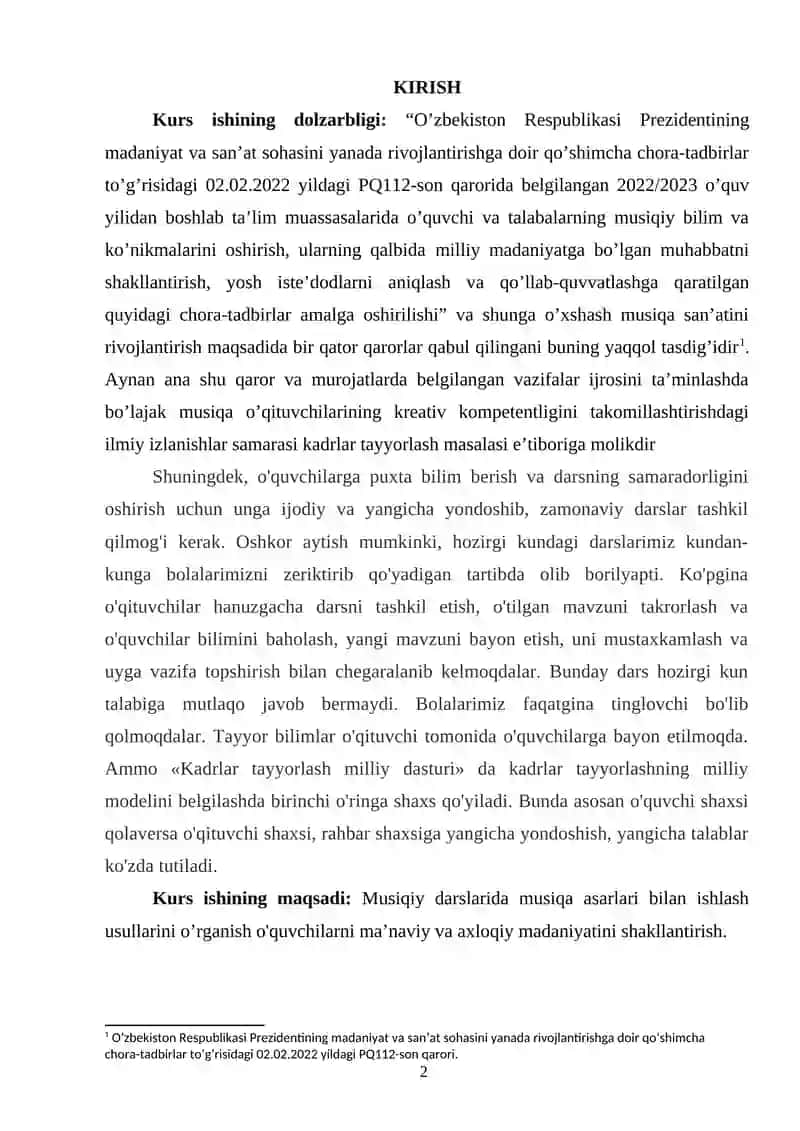 Musiqa o'qituvchisining kasbiy kompetentligi. Talablar va rivojlantirish yo'llari 2