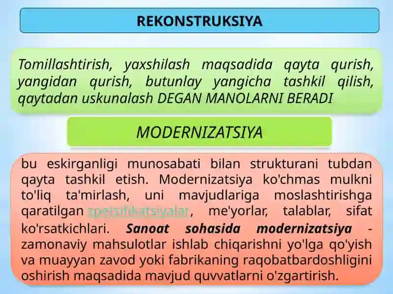 Korxonani qurish, rekonstruksiya va renovatsiyaqilishni texnik iqtisodiyasoslash 2