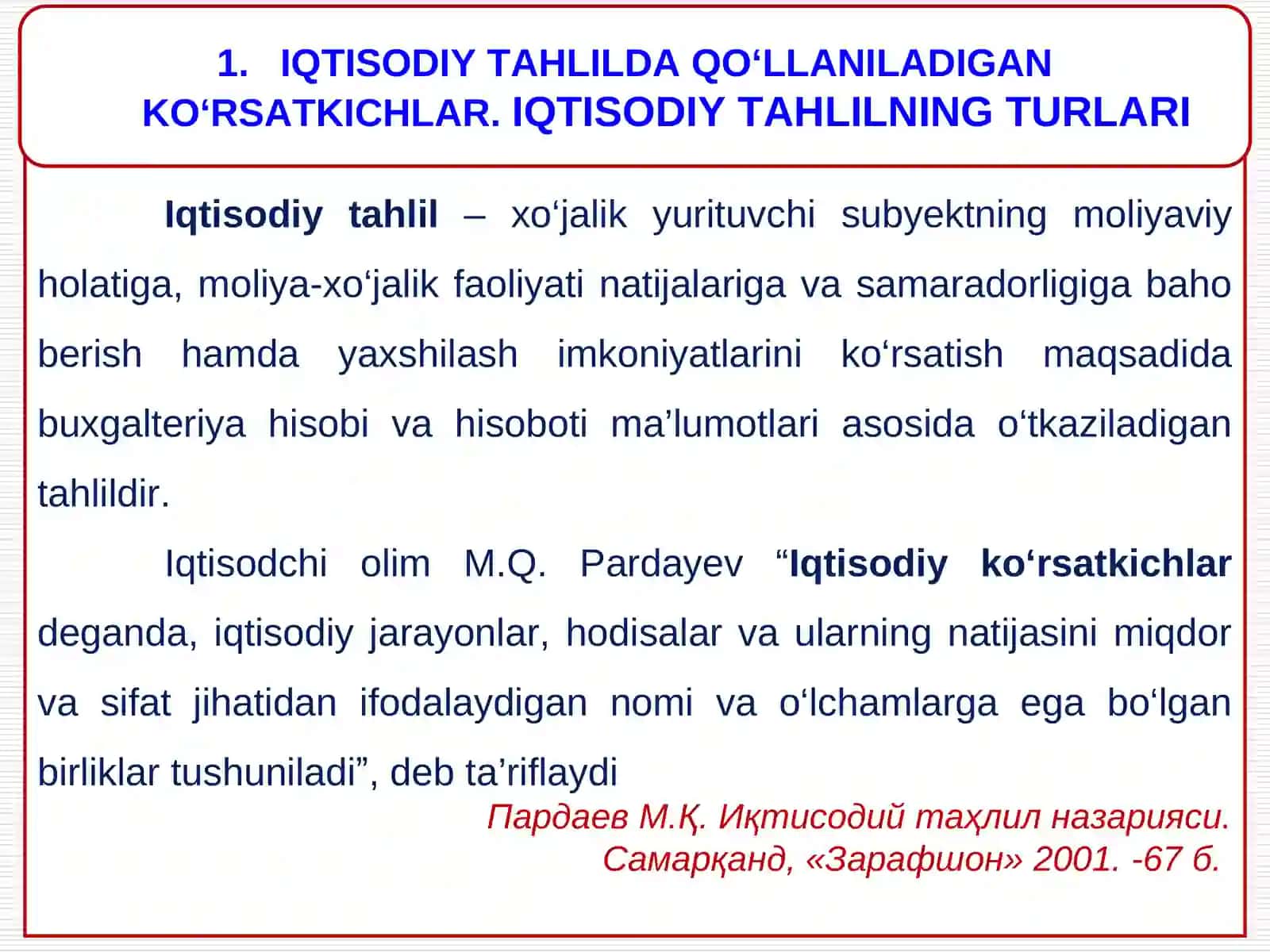 Iqtisodiy tahlilning turlari 2