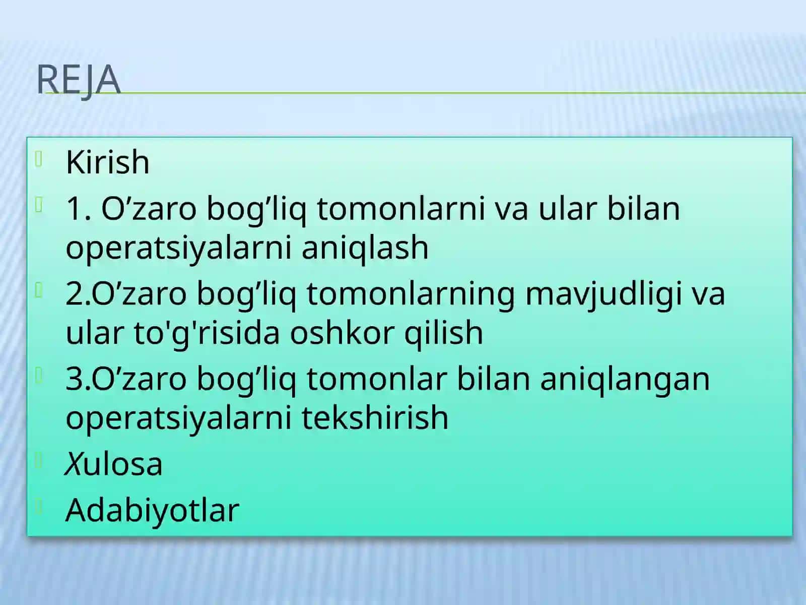 O'zaro bog'liq tomonlar to'g'risidagi ma'lumotlarni ochib berish 2