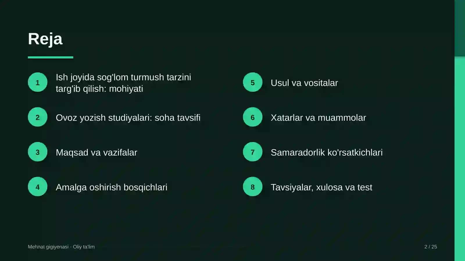 ovoz yozish studiyalarida ish joyida sog'lom turmush tarzini targ'ib qilish 8224 2