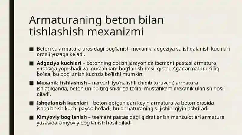 Armuturani beton bilan tishlashishi 2