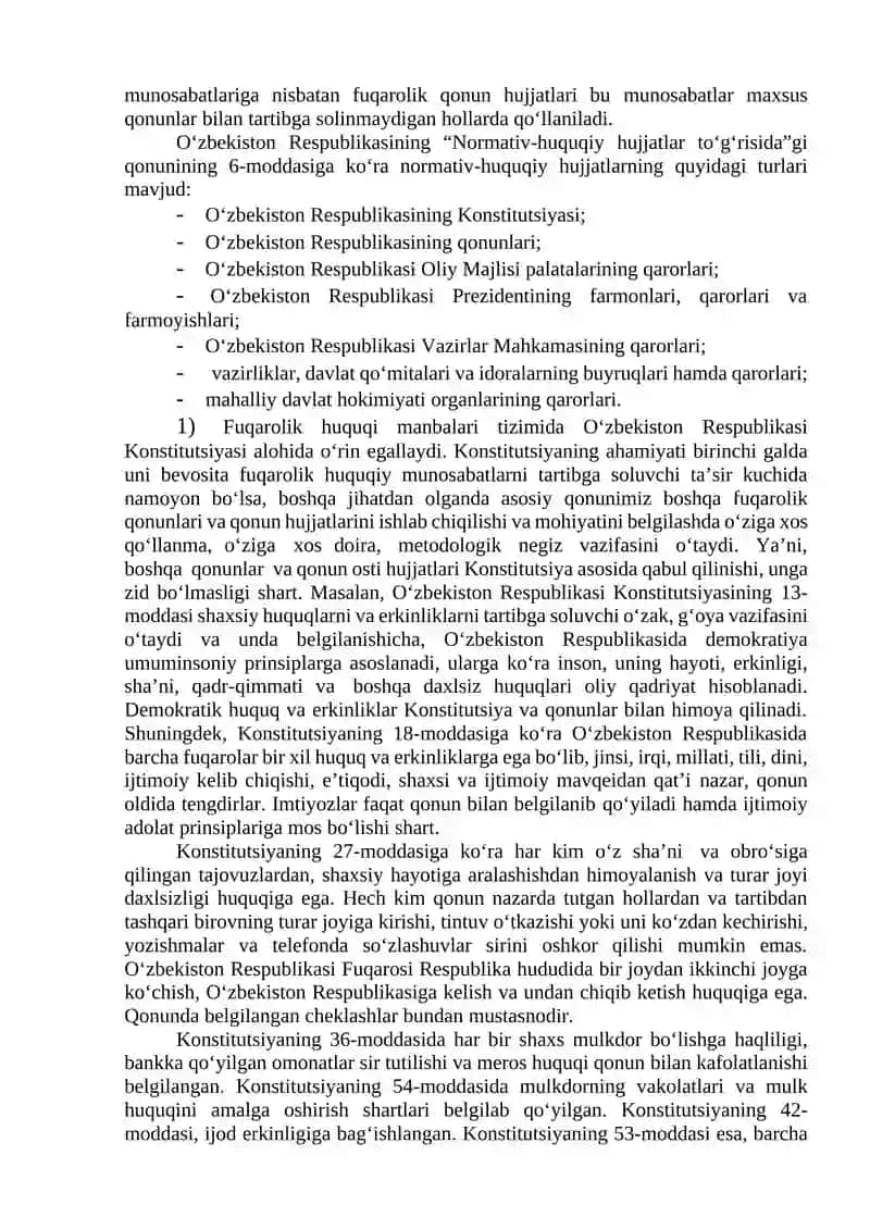 Fuqarolik huquqining manbalari 2