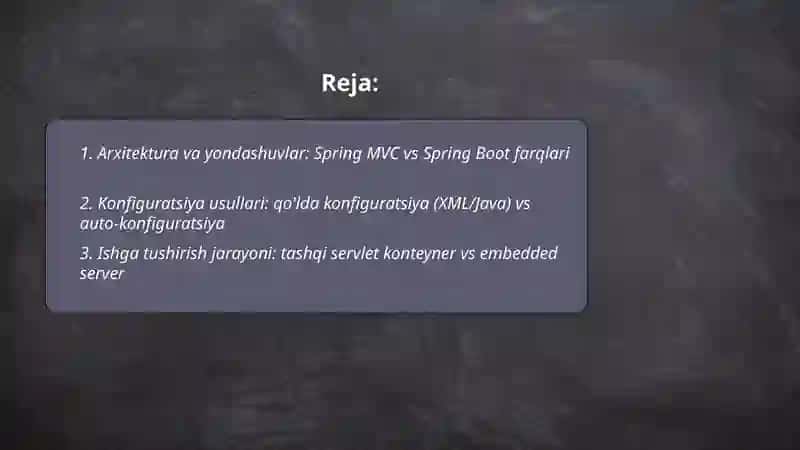 Spring MVC va Spring Boot farqi 2