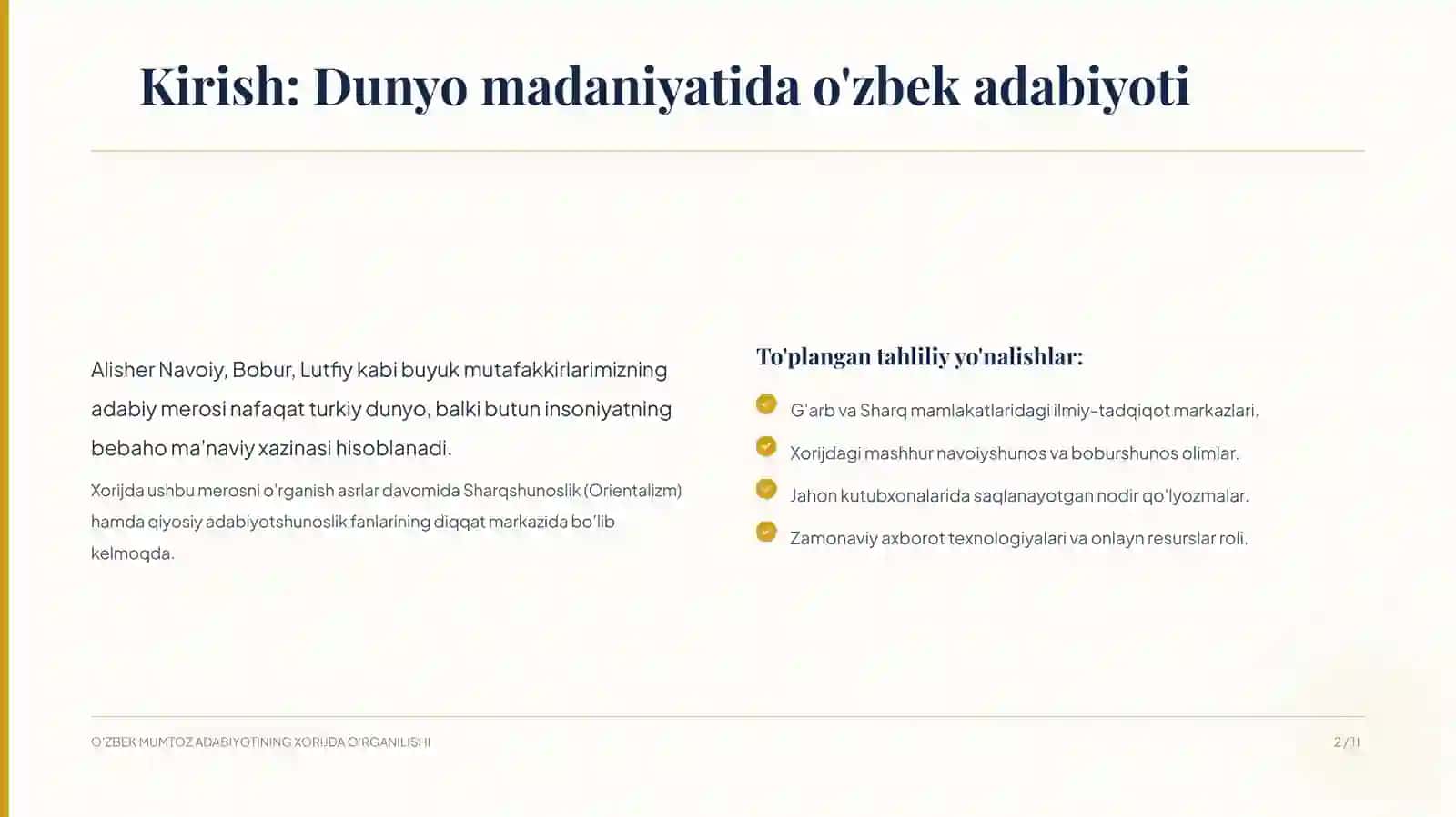 O'zbek mumtoz adabiyotining xorijda o'rganilishi 2
