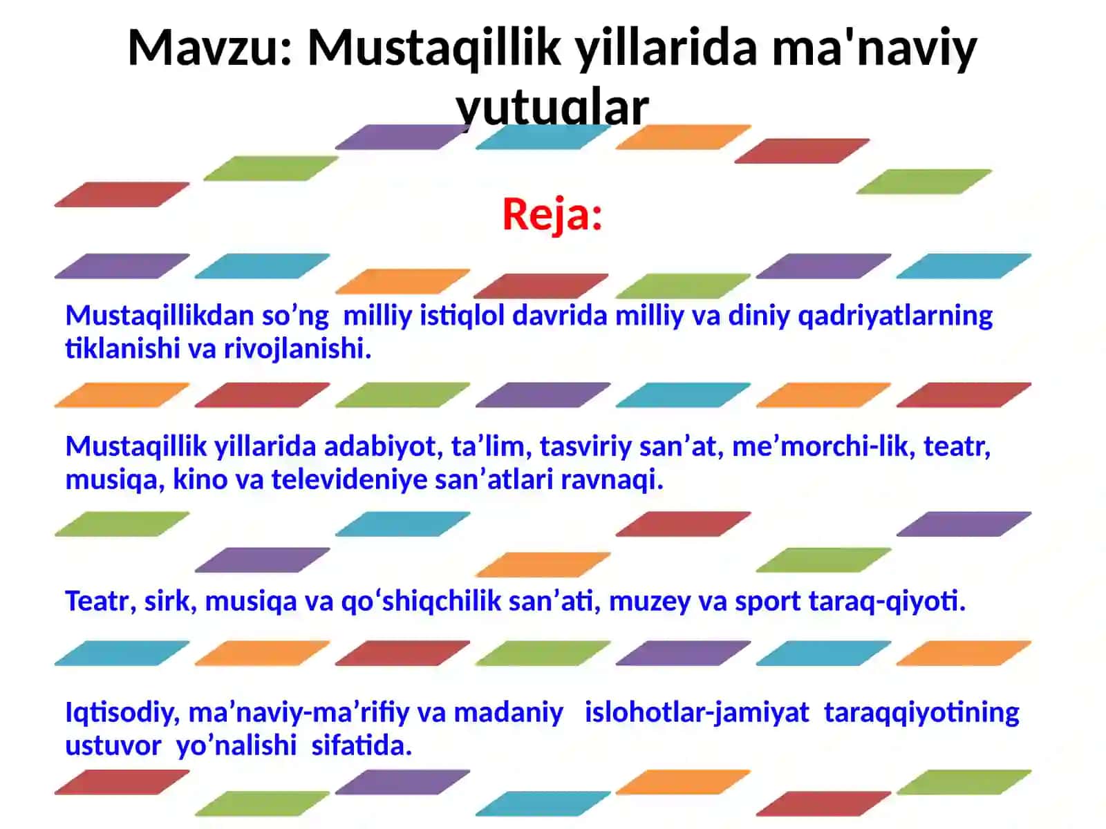 Ma’naviyat asoslarini shunish fanidan tayyorlagan MUSTAQIL ISH 2