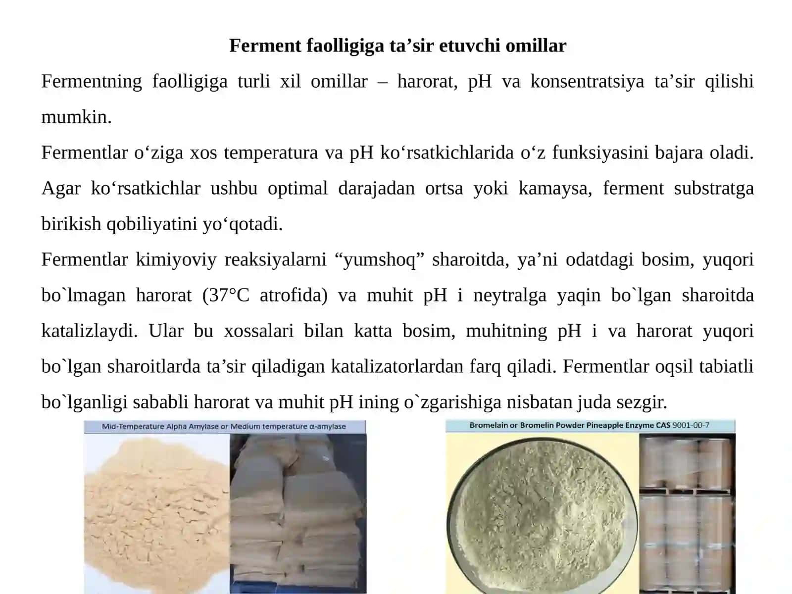 Fermentlar faolligining harorat va muhit pH ga bog'liqligini o'rganish 2