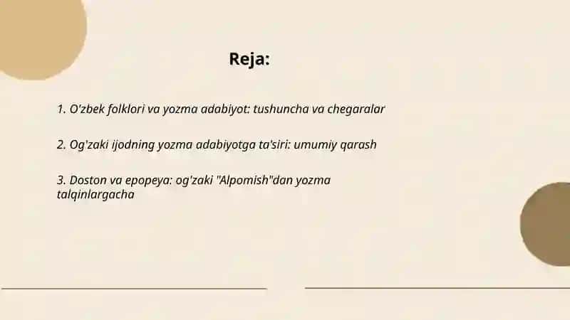 O'zbek folklori va yozma adabiyot: tushuncha va chegaralar 2