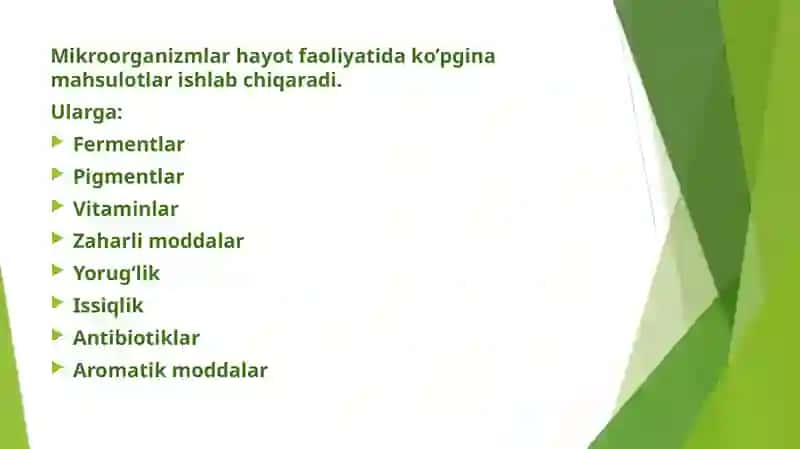 Bakteriyalar hayot faoliyati mahsulotlari fermentlar, pigmentlar,toksinlar,aromatik moddalar va ularning identifikatsiyadagi ahamiyati. 2