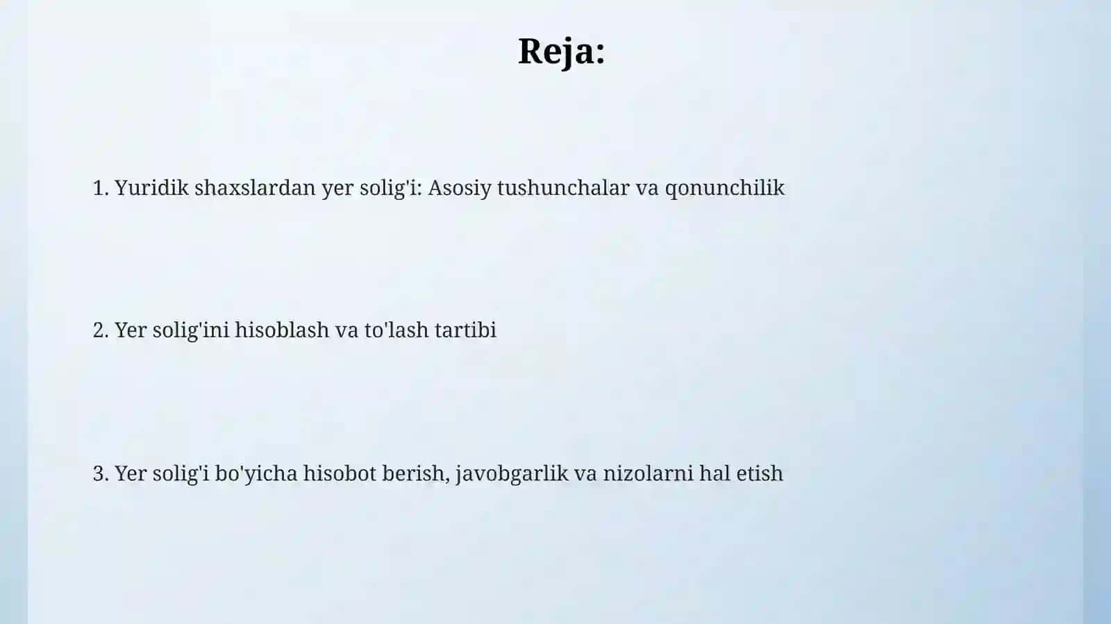Yuridik shaxslardan yer solig'i 2
