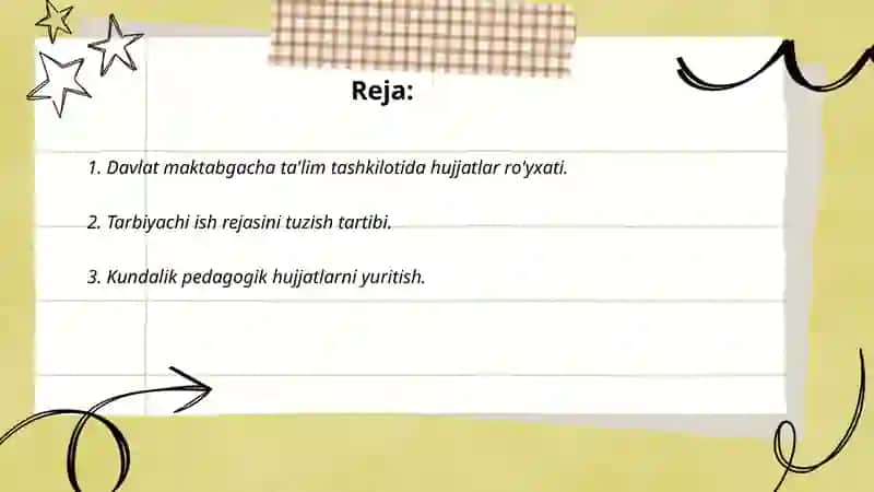 Davlat maktabgacha ta'lim tashkilotida hujjatlar ro'yxati 2