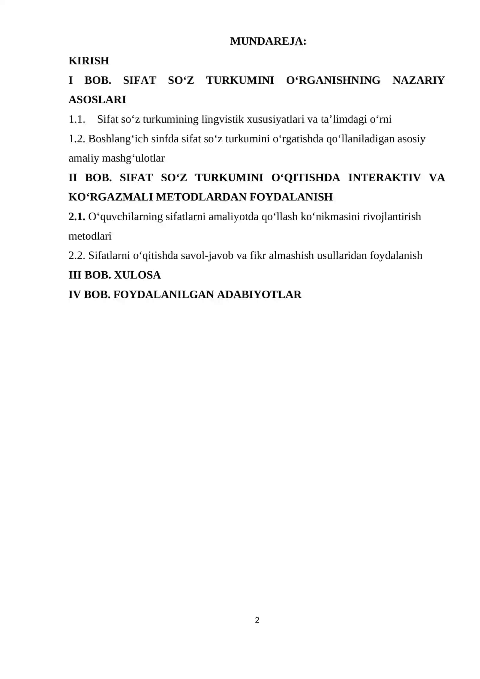 Ona tili oʻqish savodxonligi va uni oʻqitish metodikasi 2