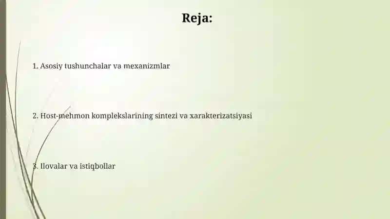 Mexmon-mezmon tipdagi molekular komplekslar 2