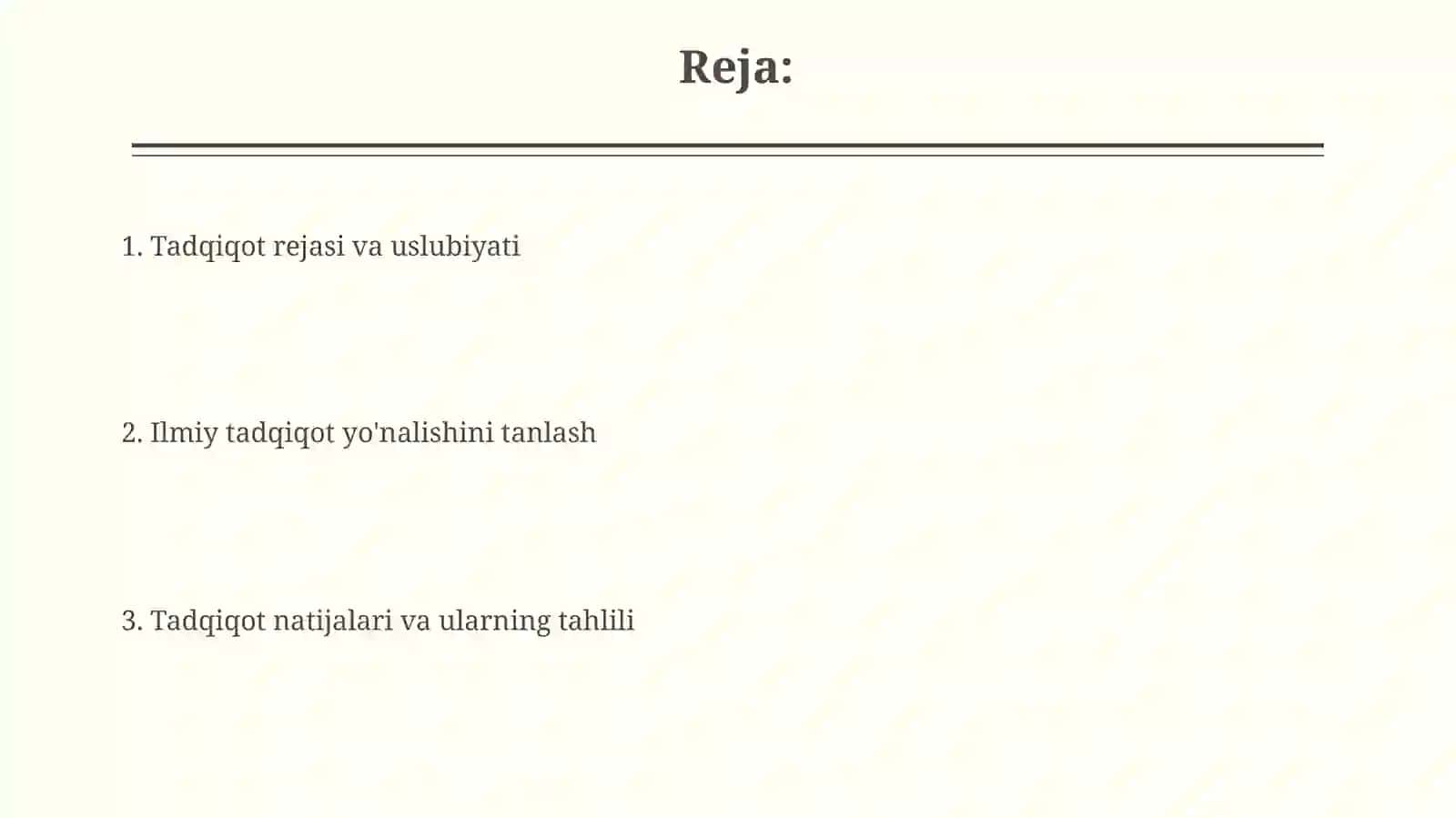 Tadqiqot rejasi va uslubiyati 2