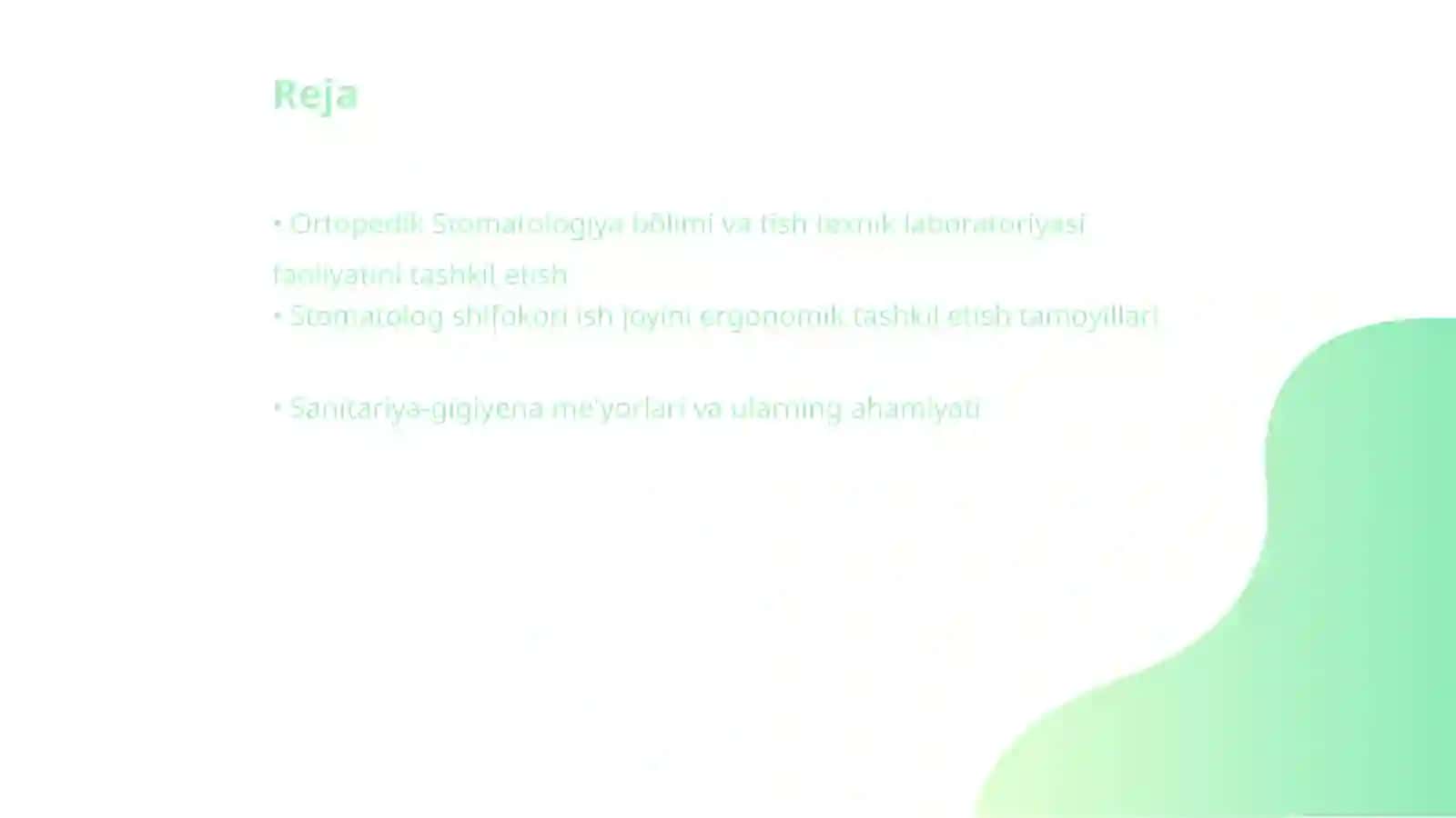 Ortopedik Stomatologiya bõlimi va tish texnik laboratoriyasi faoliyatini tashkil etish 2