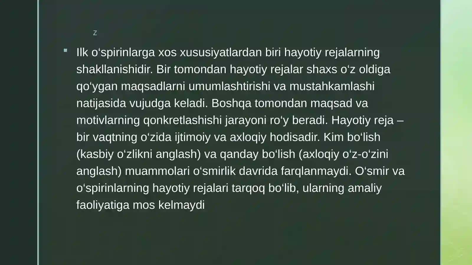 O’spirinlik davridagi kasbtanlashg adoirmuammolar 2
