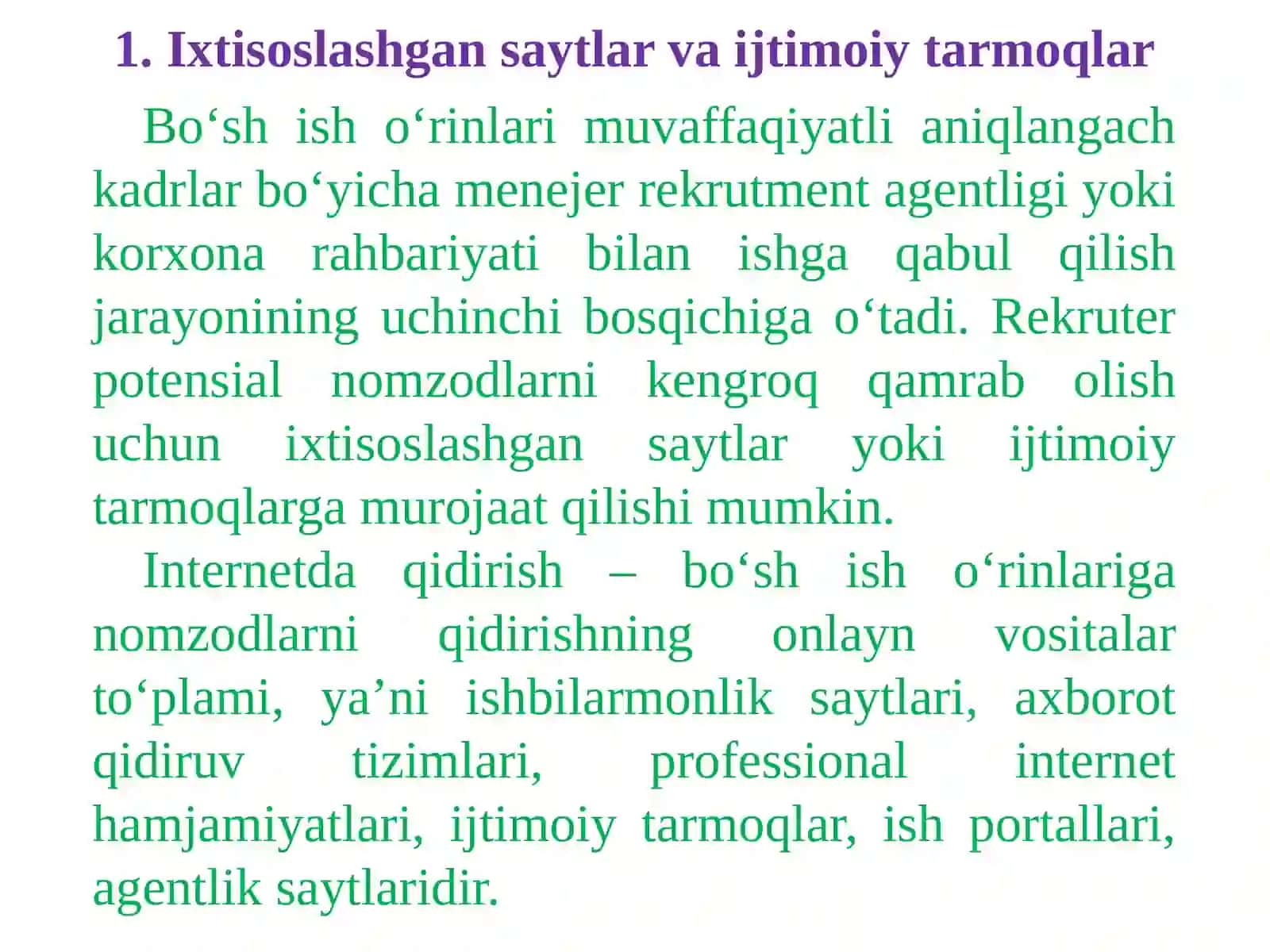 KLASSIK REKRUTMENT VOSITALARI 2