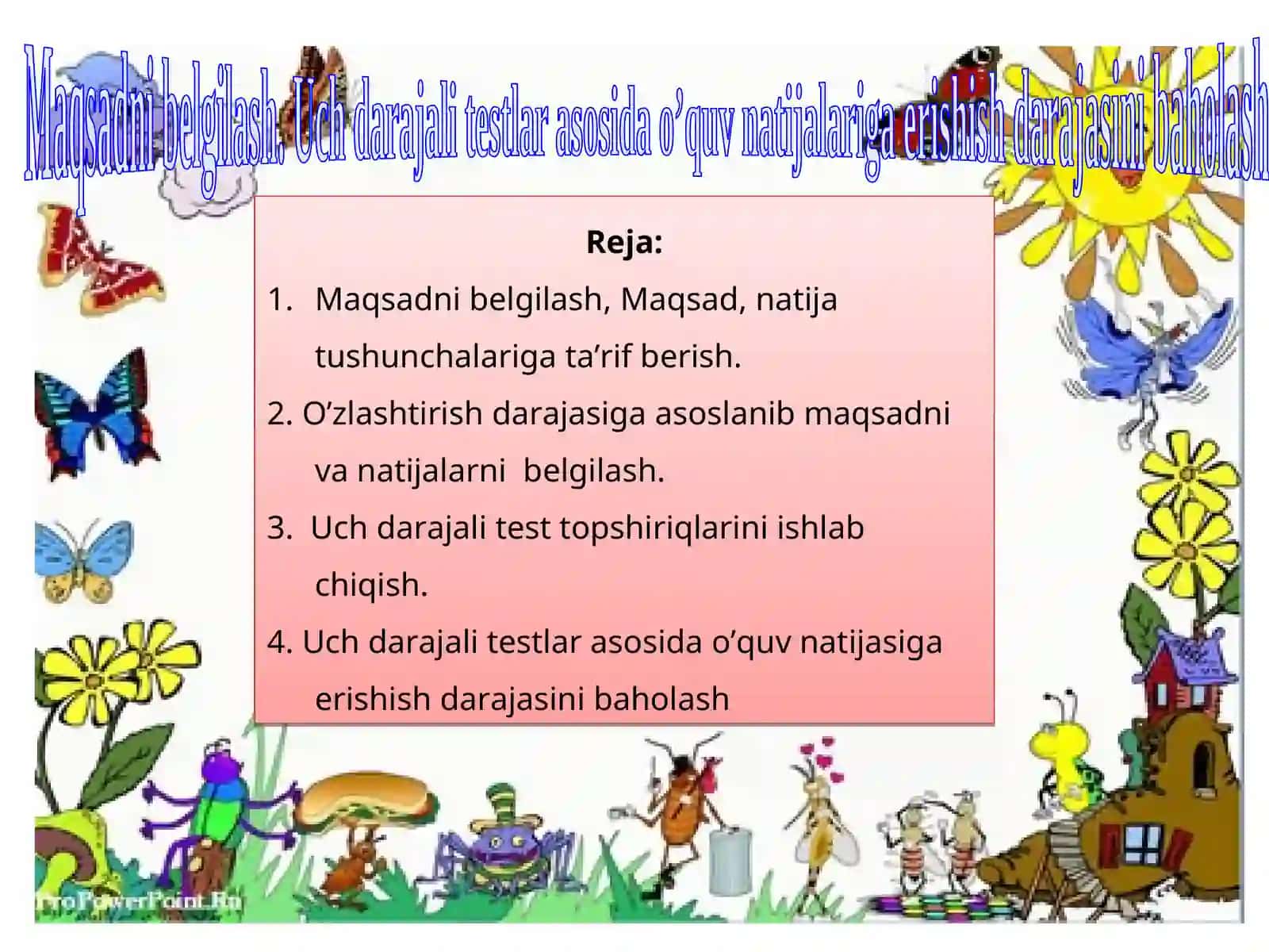 maqsadni belgilash, uch darajali testlar 2