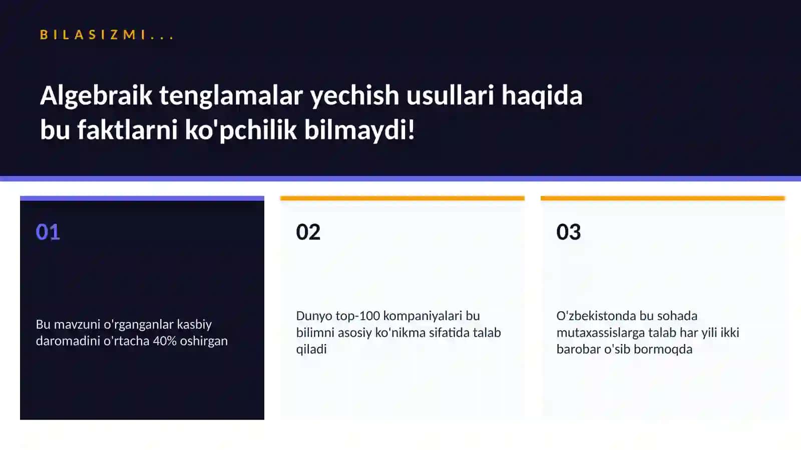 Algebraik tenglamalar yechish usullari 2