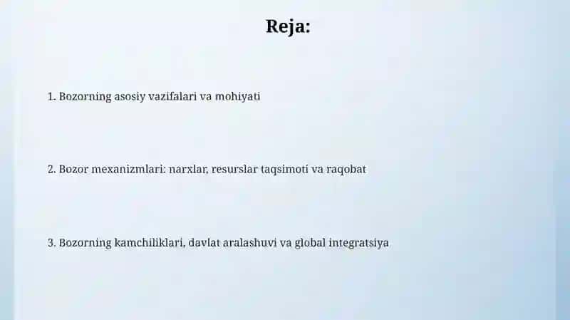 Bozorning iqtisodiyotdagi asosiy vazifalari 2
