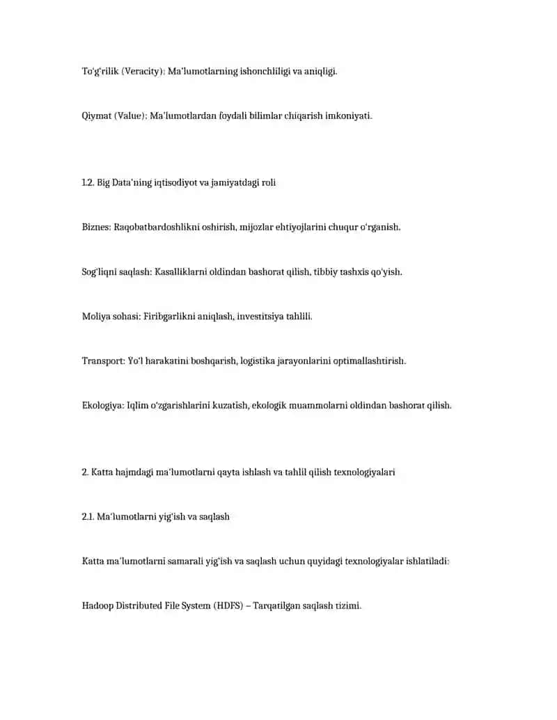 Katta hajmdagi ma'lumotlar tahlili 2