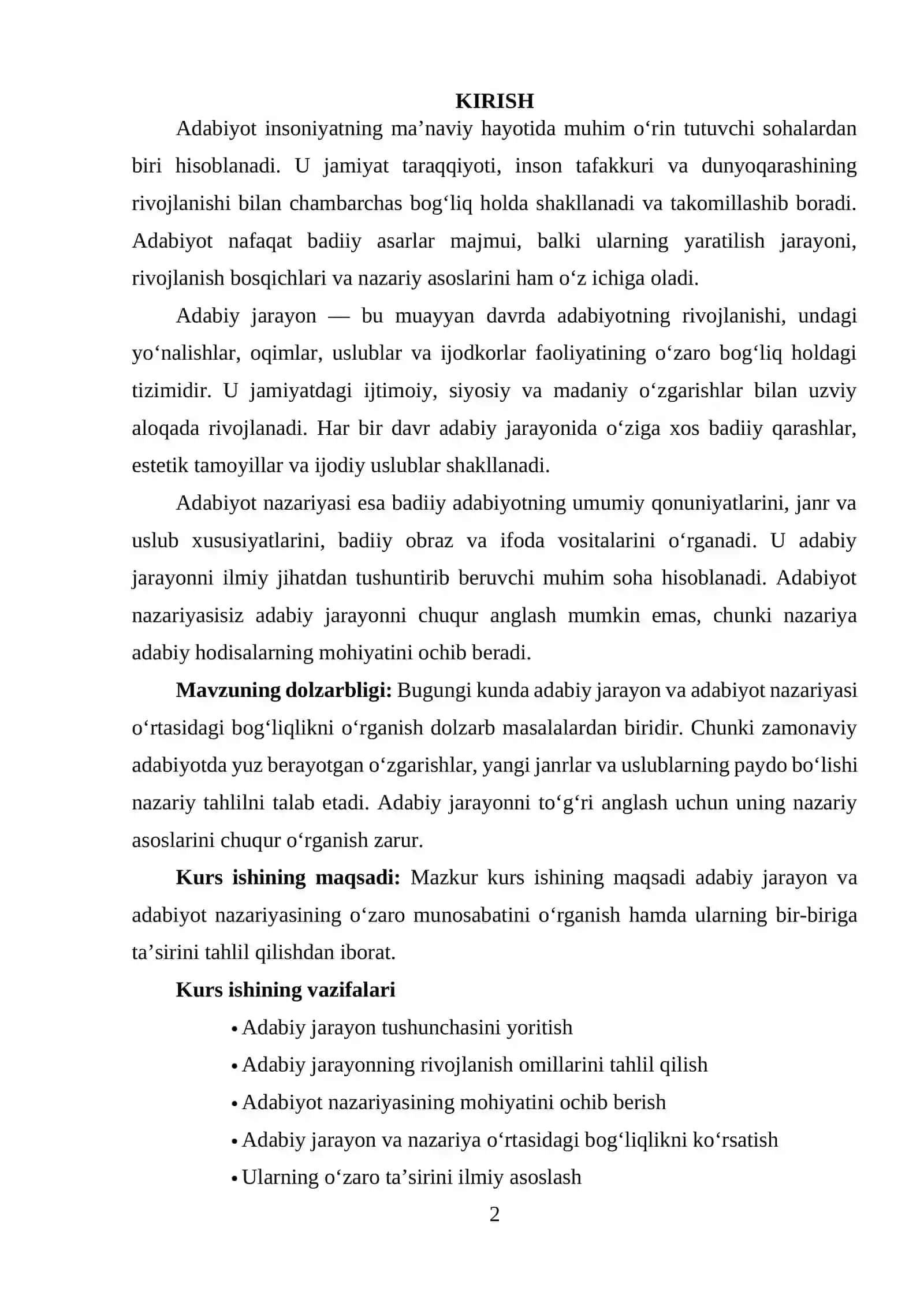 ADABIY JARAYON BILAN ADABIYOT NAZARIYASI MUNOSABATI. 2
