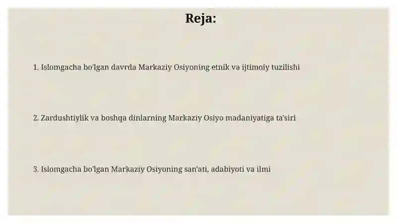 Islomga qadar Markaziy Osiyoda ijtimoiy - ma'naviy muhit 2