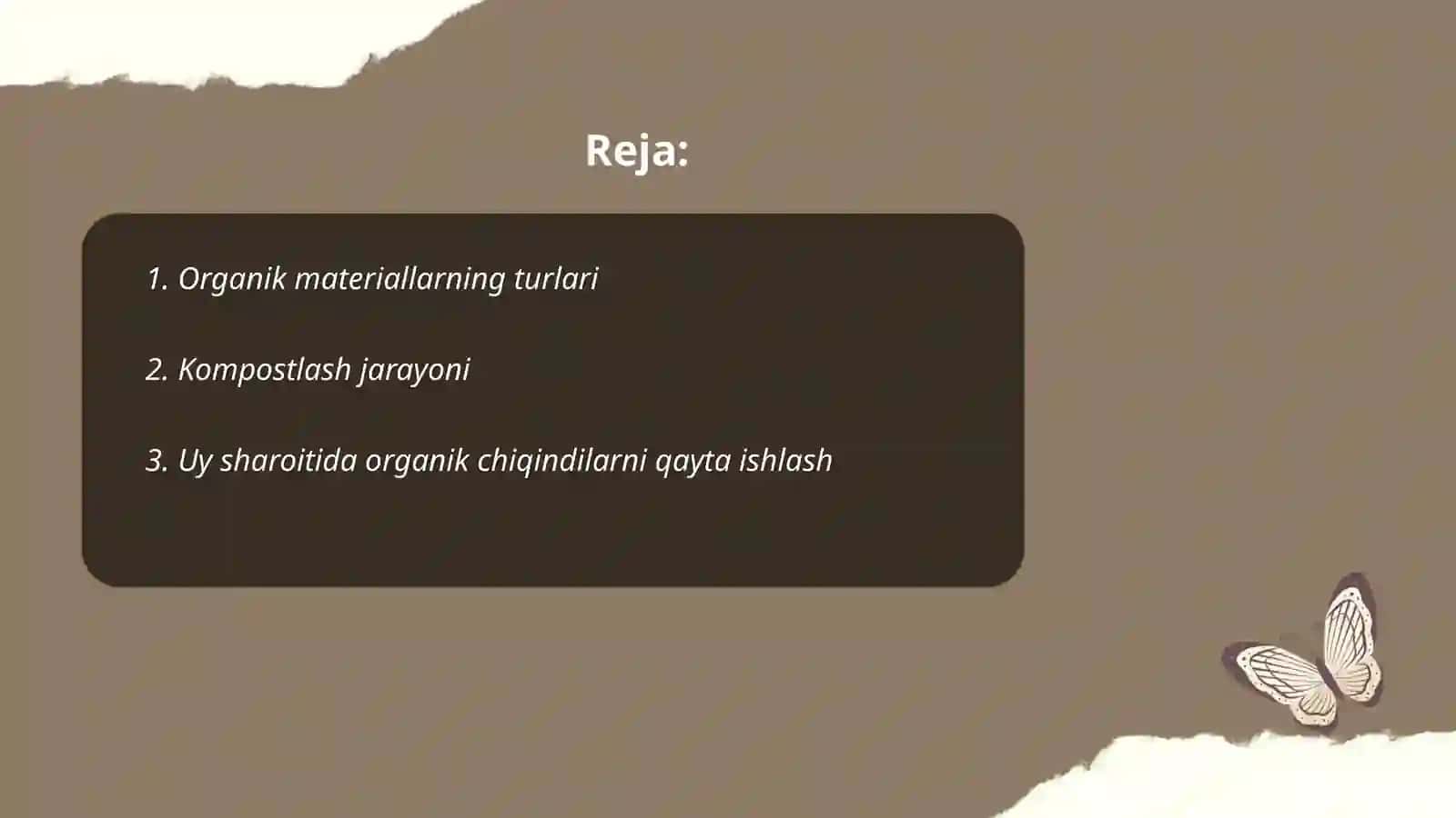 Organik brikmalarning qaytarilishi 2