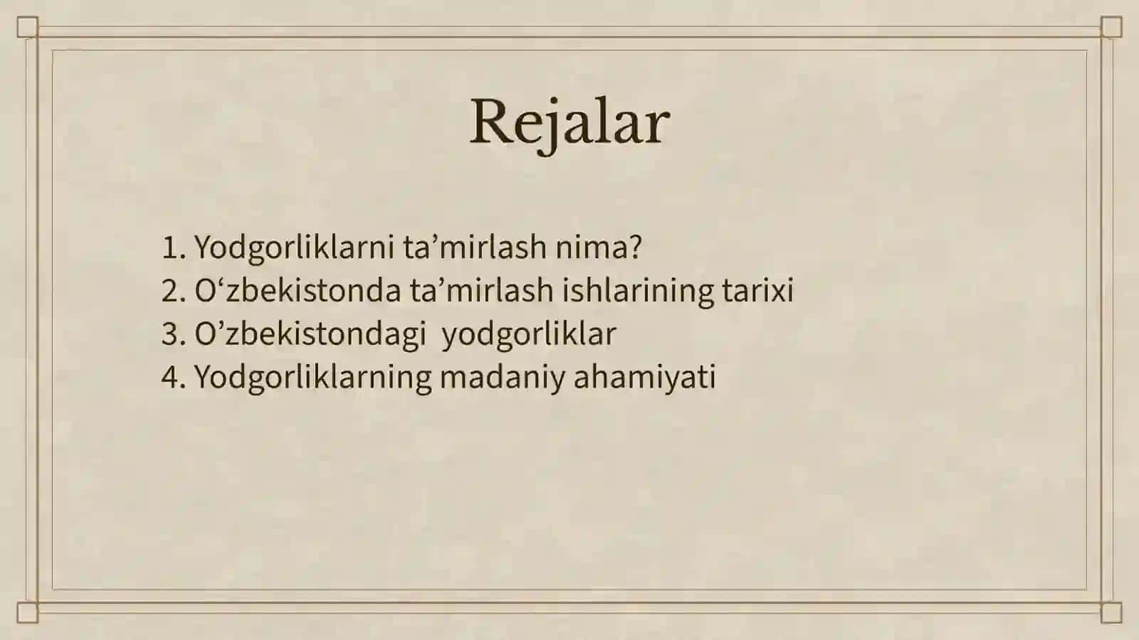 O'zbekistondayodgorliklarnita'mirlashishlariva 2