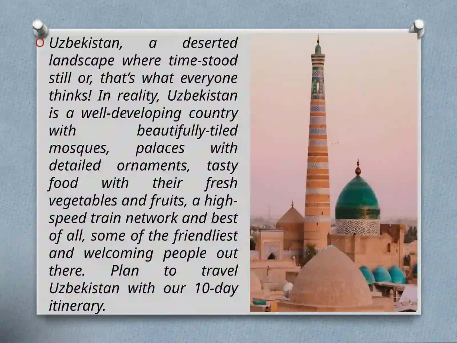 Uzbekistan Travel Itinerary 2