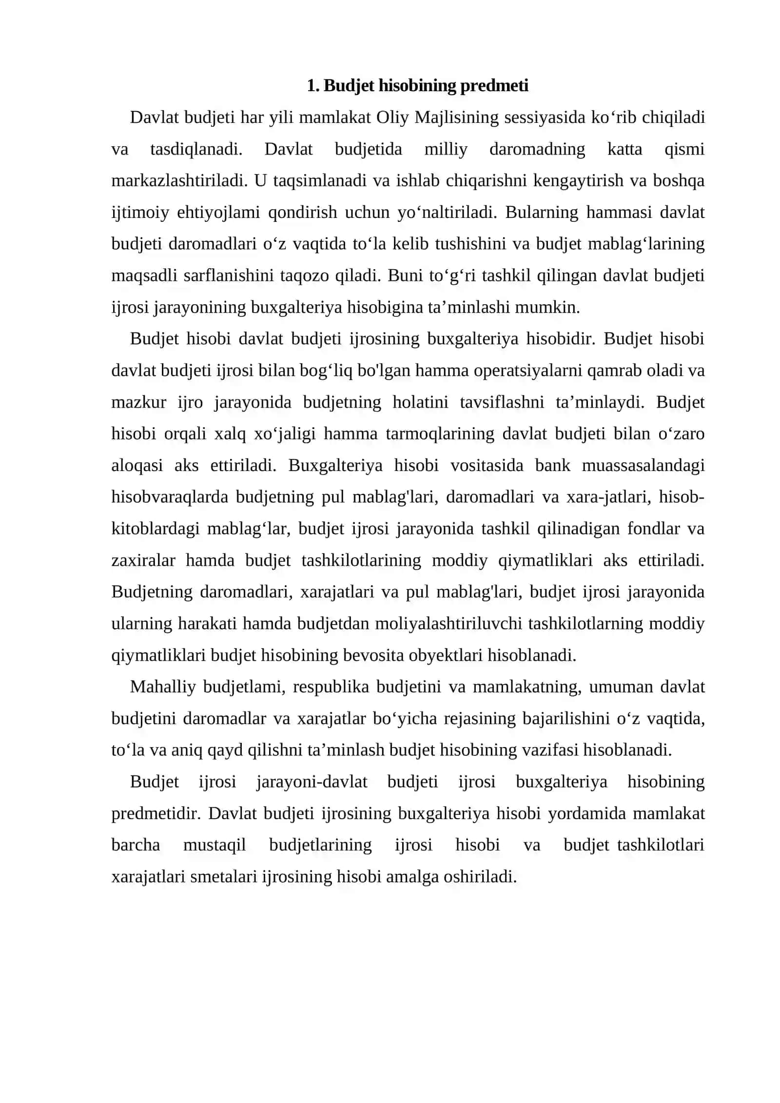 Budjet hisobining predmeti va uslubi 2