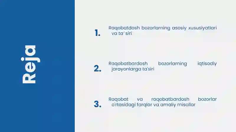 Mikro iqtisodiyotning raqobatdosh va raqobatbardosh bozorlari 2