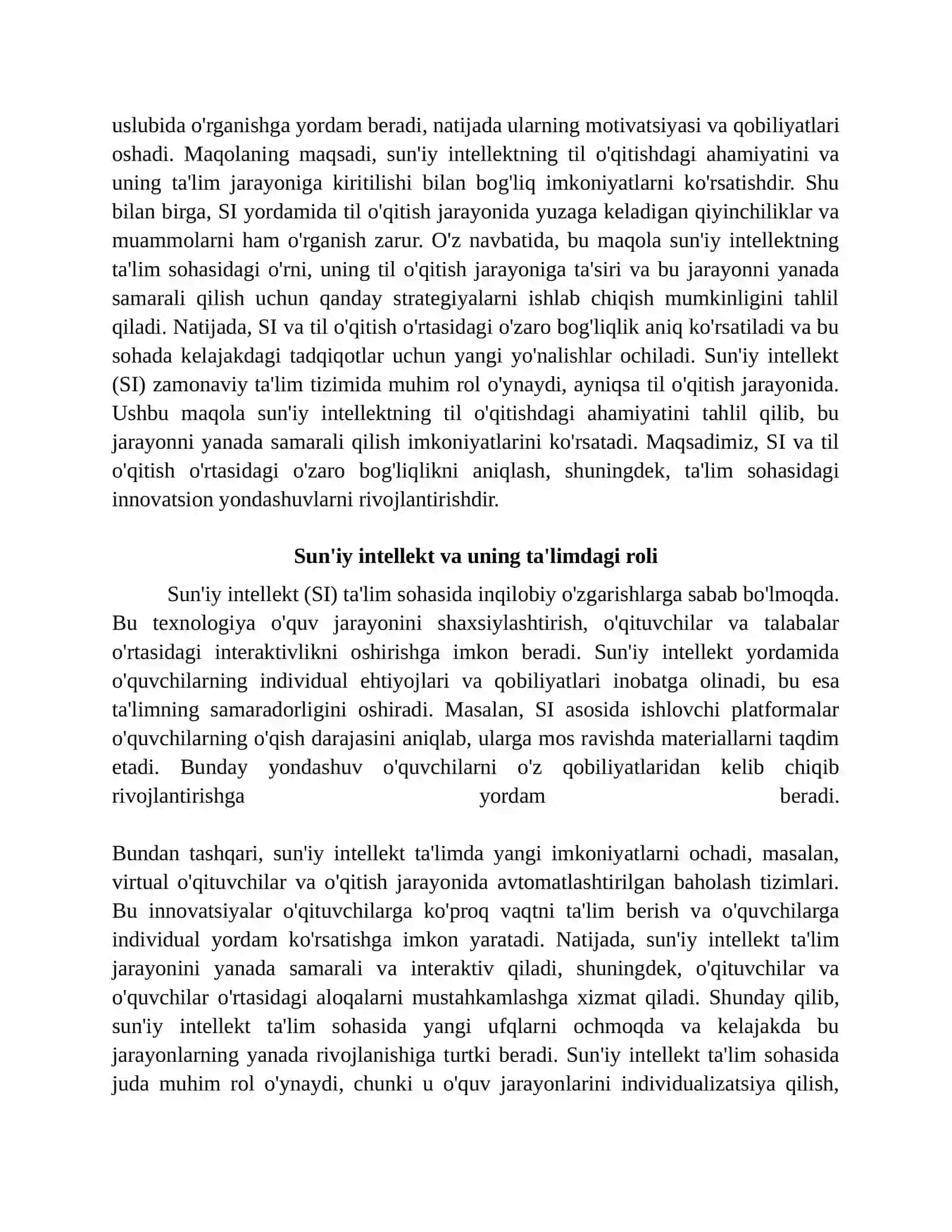 Tillarni o'qitishda sun'iy intellektdan foydalanish imkoniyatlari va istiqbollari 2