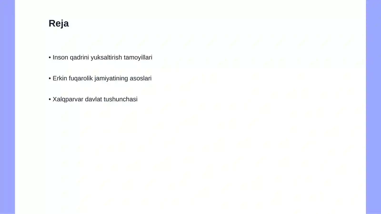 Inson qadrini yuksaltirish va erkin fuqarolik jamiyatini yanada rivojlantirish orqali xalqparvar davlat barpo etish 2