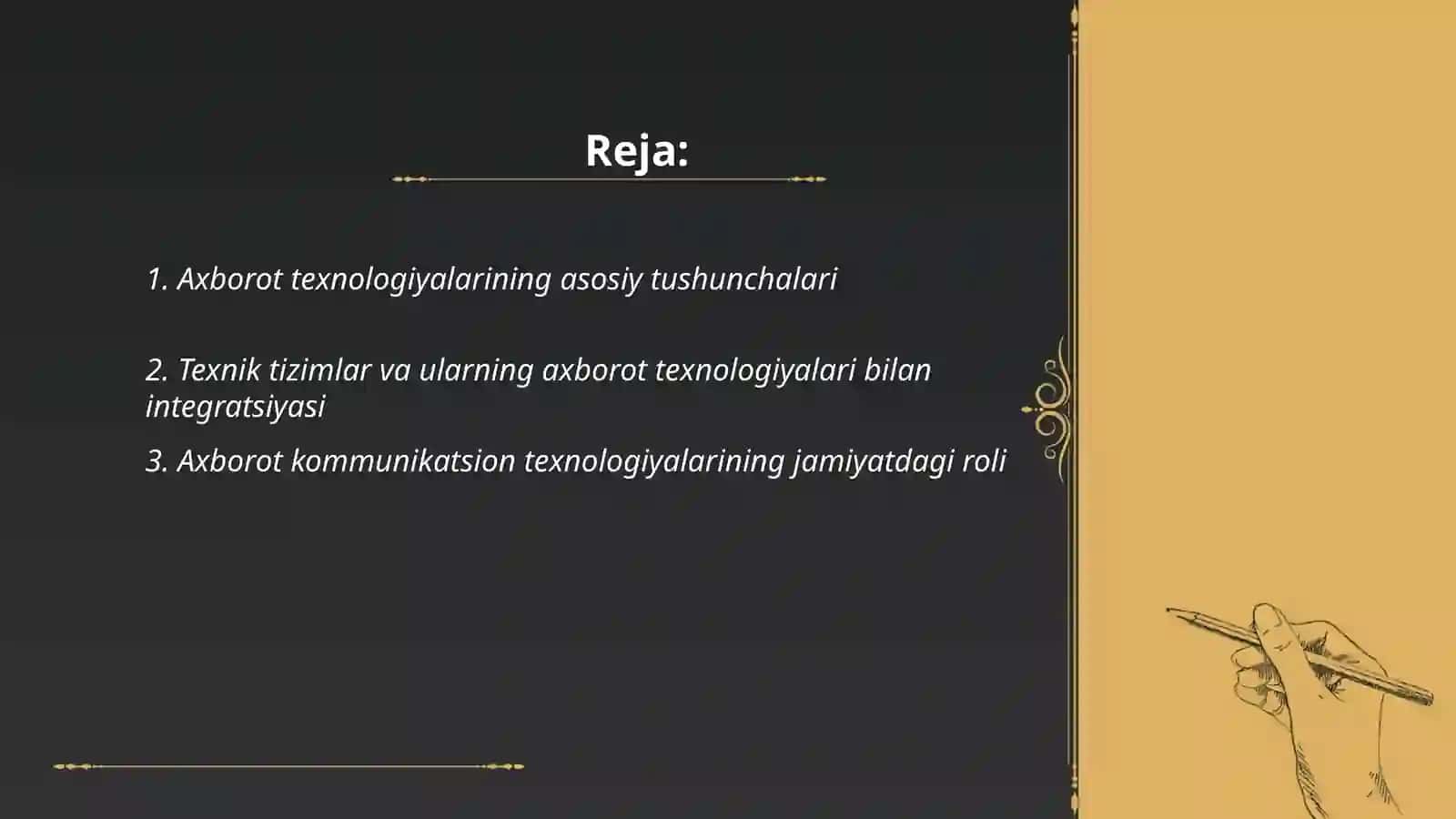 Texnik tizimlarda axborot texnologiyalari faniga kirisli 2