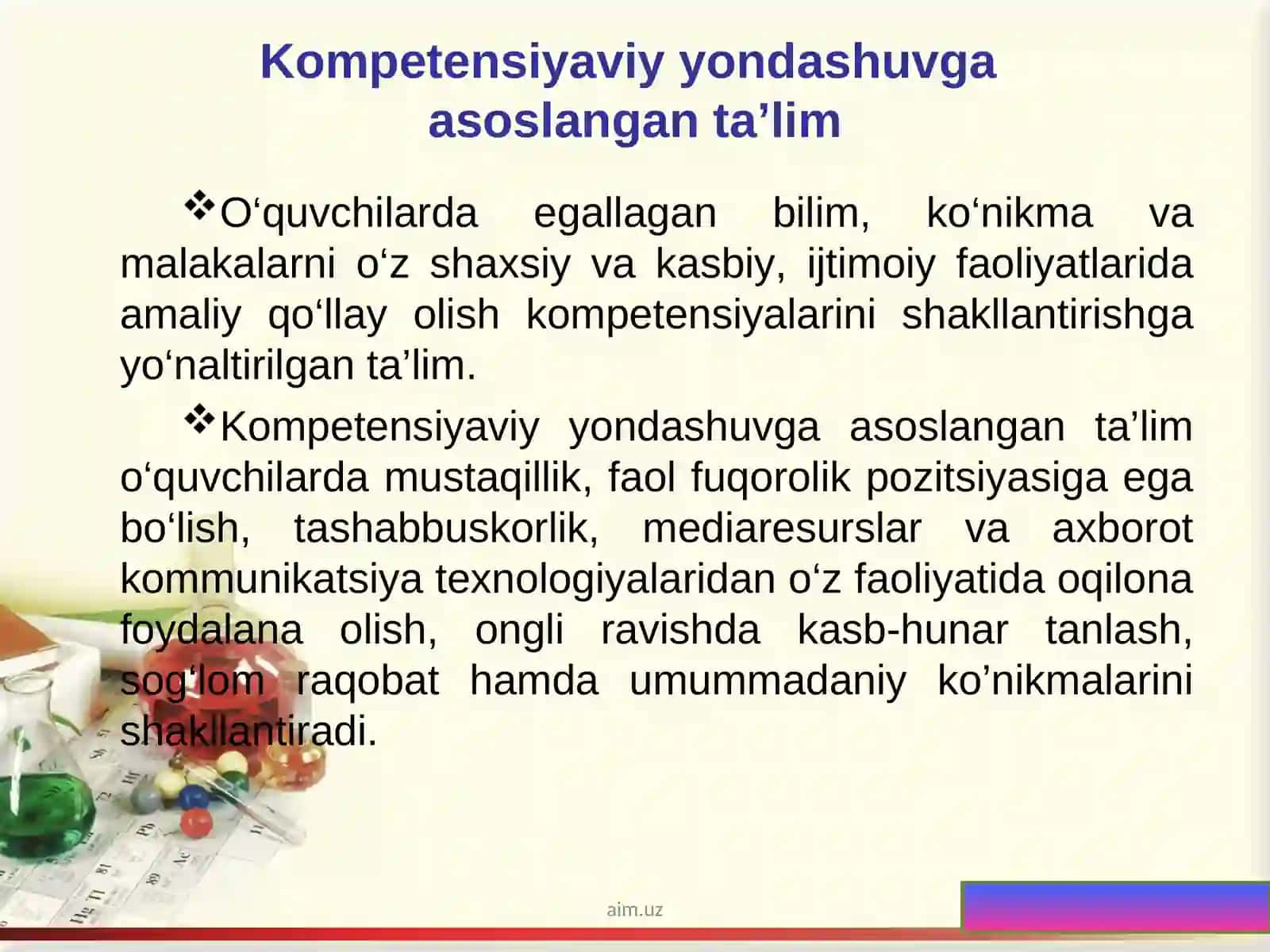 Kimyo fanini o‘qitish mazmunidagi o‘zgarishlar 2