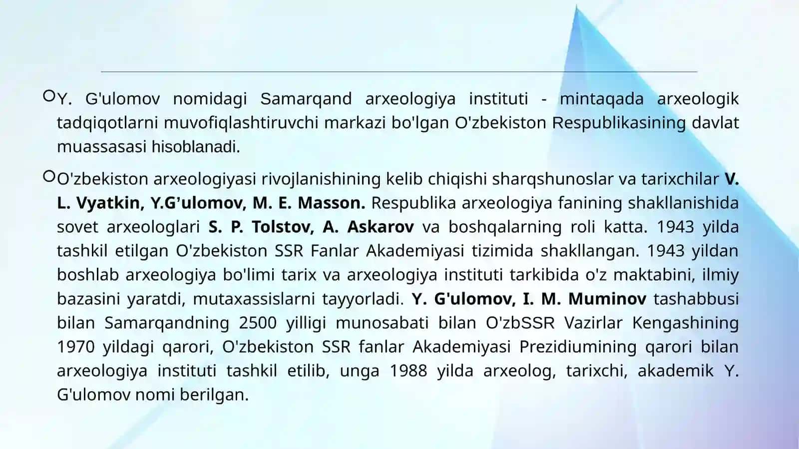 Arxeologiya institutining tashkil etilishi 2