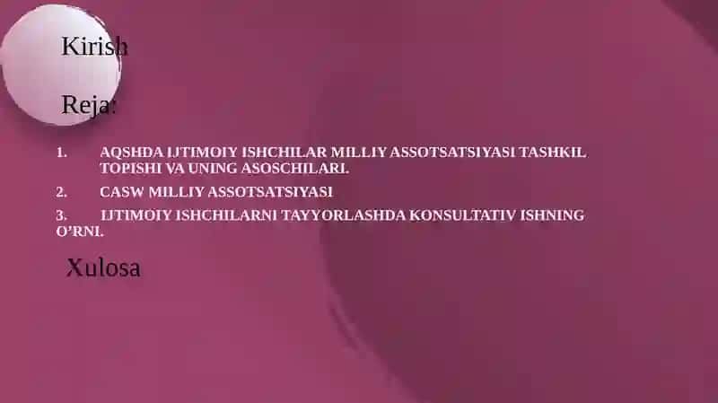 Ijtimoiy ish xodimlarining milliy assotsatsiyalari va konsultativ ish 2