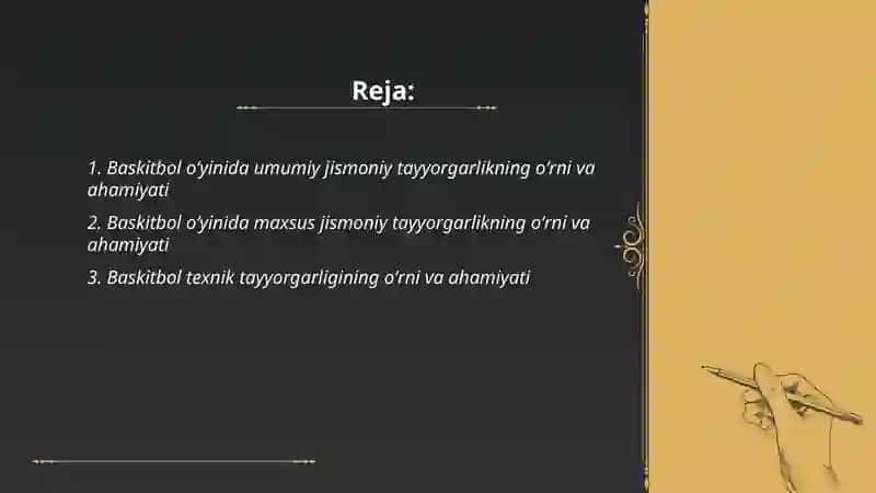 Baskitbol oʻyinida tayyorgarlik turlarning oʻrni va ahamyati 2