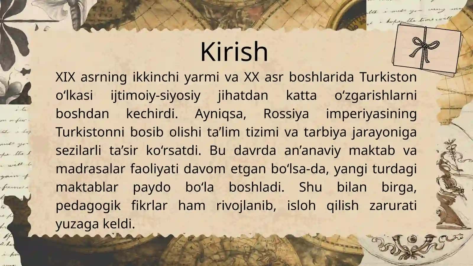 XIX asrning 2-yarmi – XX asr boshlarida Turkiston o‘lkasida tarbiya, maktab va pedagogik fikrlar 2