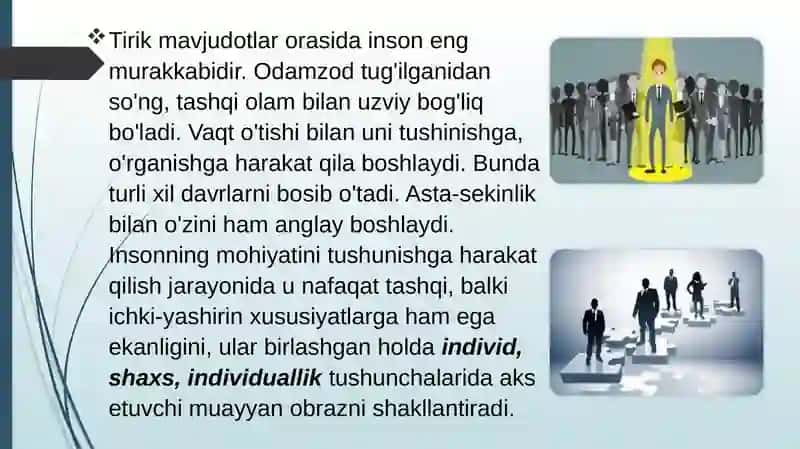 Individ, shaxs, individuallik 2