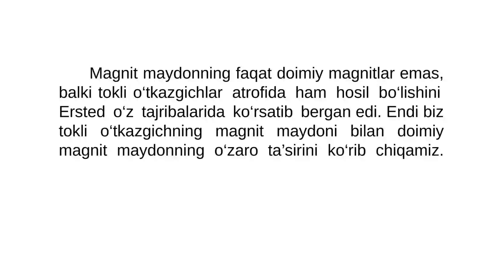 Bir jinsli magnit maydonining tokli ramkani aylantiruvchi momenti 2