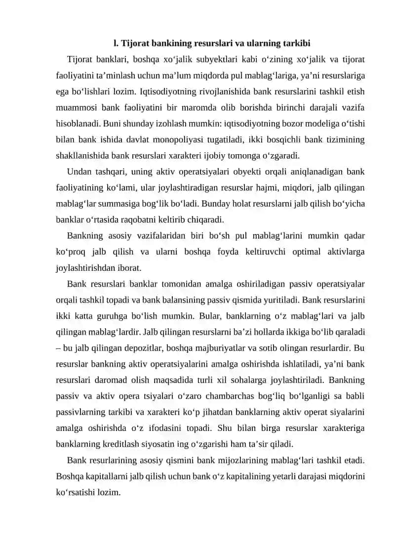 Tijorat banklarining funksiyalari va operatsiyalari 2