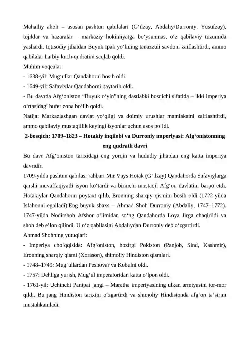 Davr Afg‘onistoni va uning o‘zining bosqichi 2