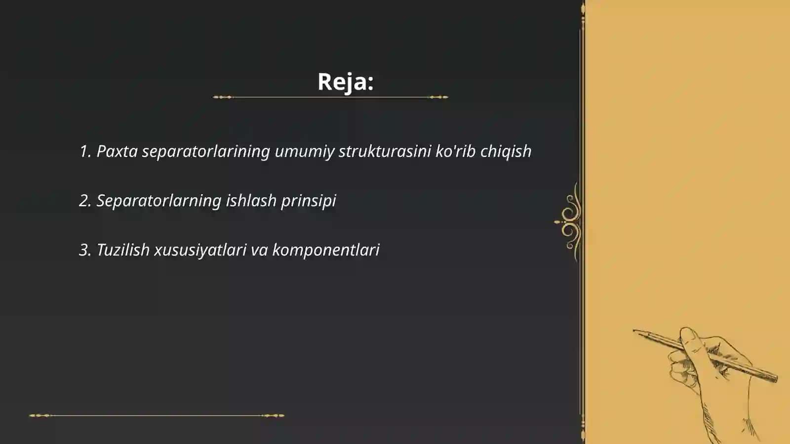 Paxta separatorlarining tuzilishi va ishlashi 2