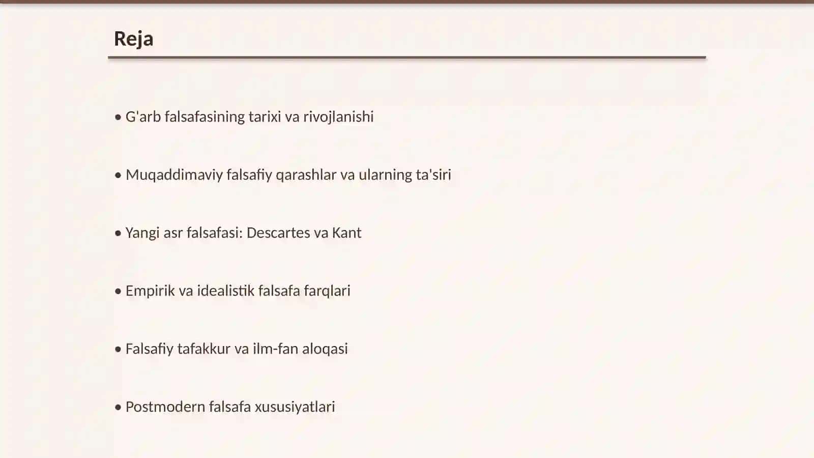 Falsafiy tafakkur taraqqiyoti;G'arb falsafasi 2